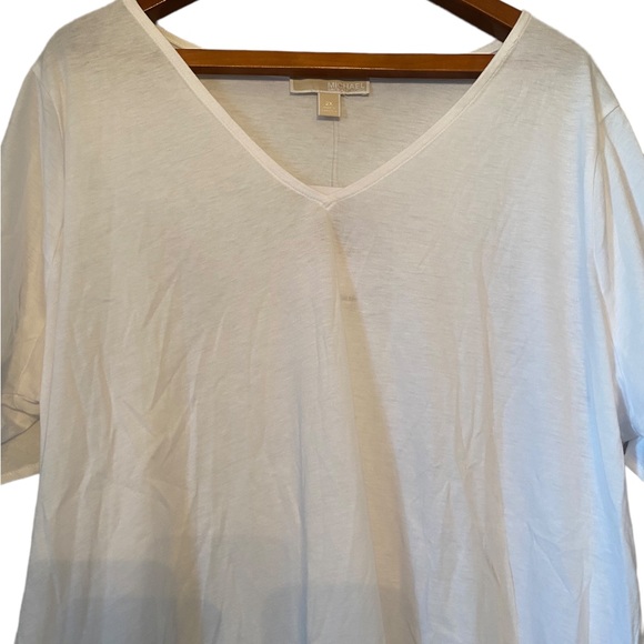 Michael Kors White Short Sleeve with Tie V Neck T-shirt - Picture 2 of 11
